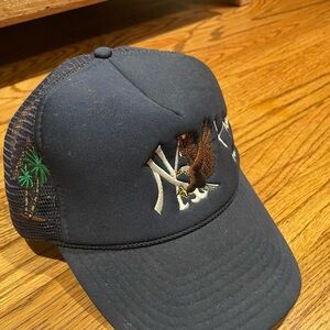 Navy NY Embroidered Trucker Hat